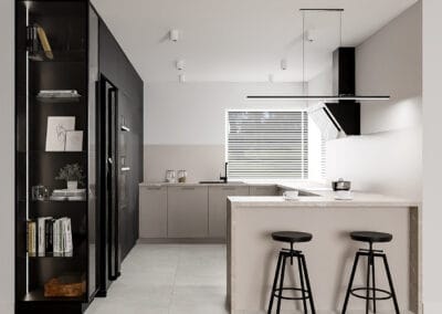 Kuchnia czarny i kaszmir witryna