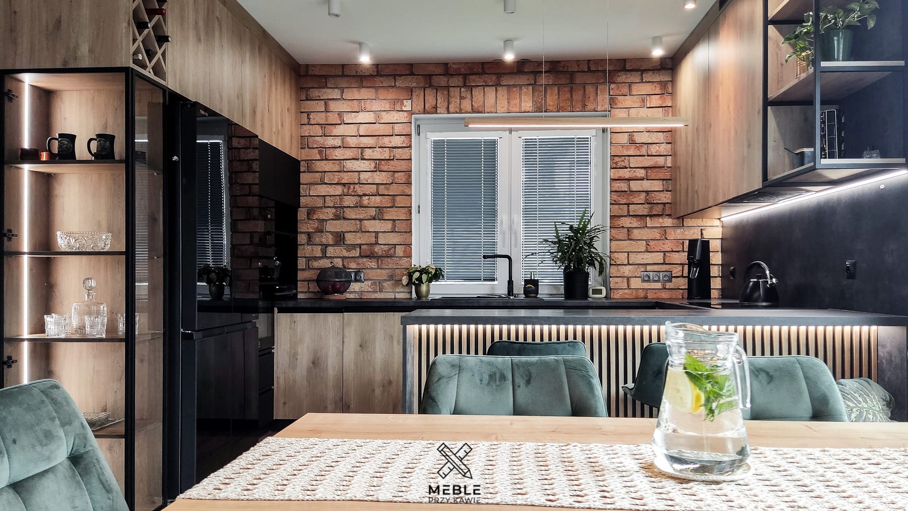 Cegła w loftowej kuchni