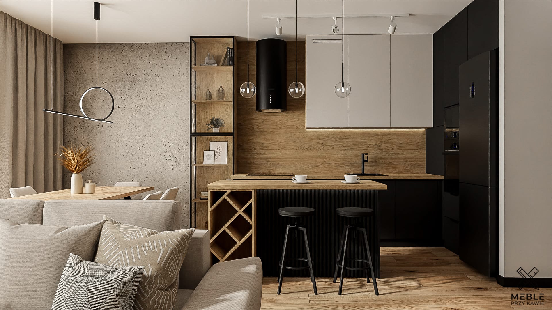 kuchnia z czarnymi frontami